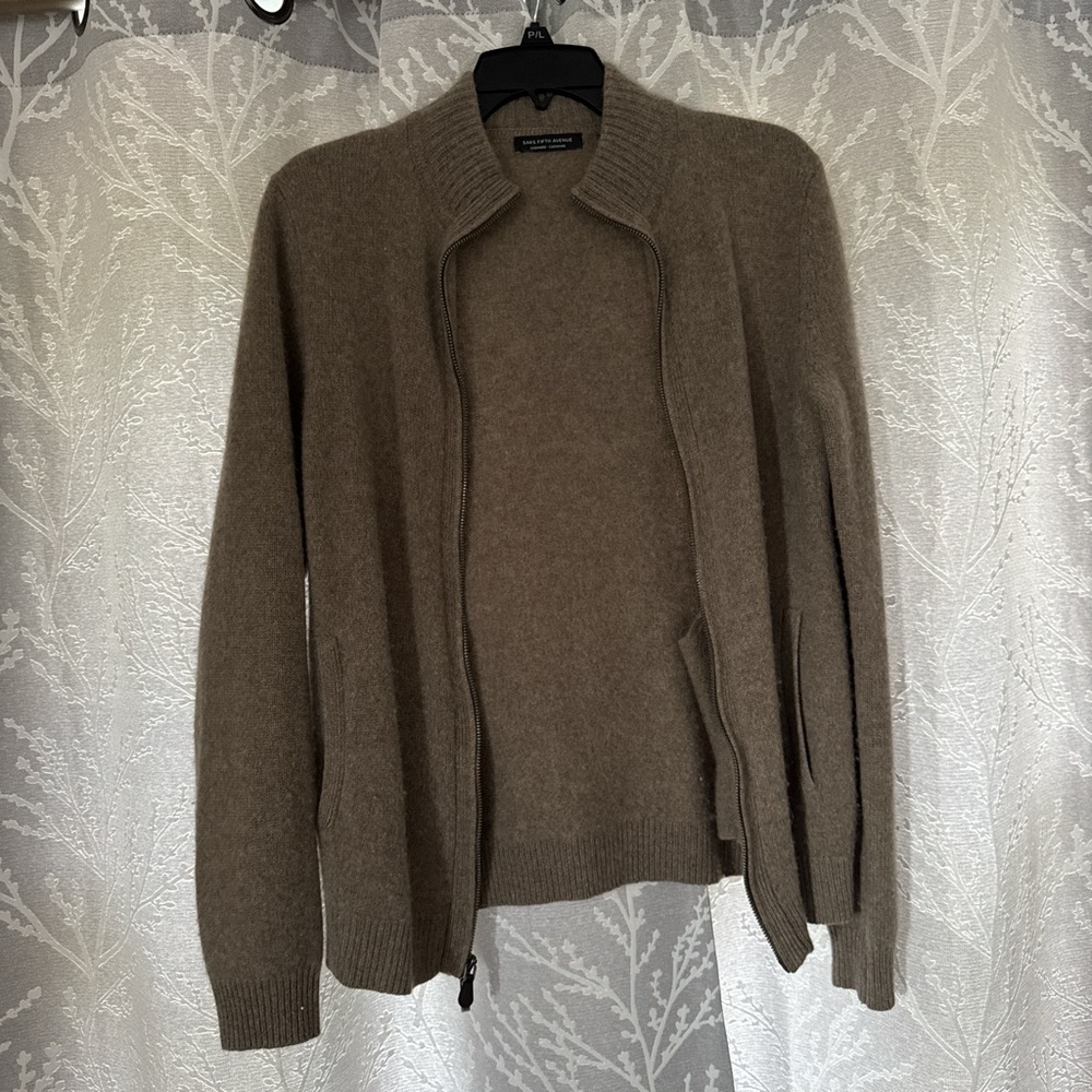 Saks Fifth Avenue Men's Tan Zip-Up Sweater
